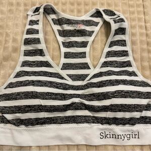 Skinnygirl Monochrome Striped Sports Bra Sz Med